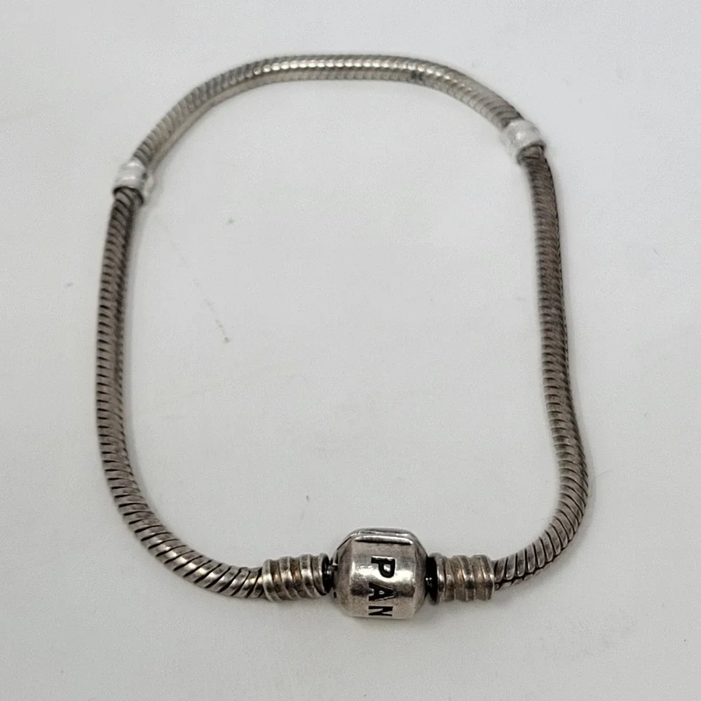 Pandora Moments Sterling Silver Snake Chain Charm Bracelet 7.25 18.4cm 925 ALE